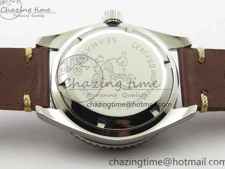 1219 Vintage Seamaster 300 No Date SS B12 Black Dial On Brown Leather Strap A2836 (Free Nylon Strap) Comfortable 7912